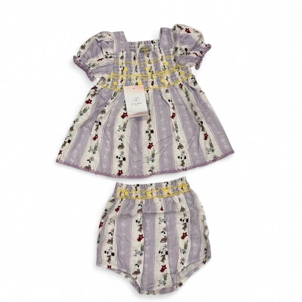 NWT Shirley Bredal Spring Bunny Dress w/ Matching Bloomers in Purple Size 1-2Y